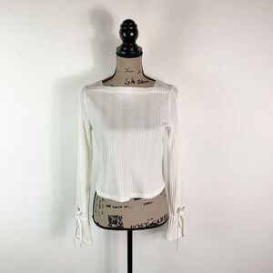 3-1 Phillip Lim NWT Women's ANT-White Long Sleeve Boxy Crop Top Size M